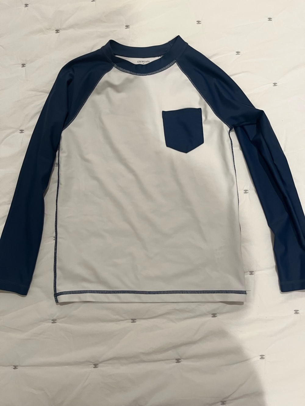 J.Crew Crewcuts Boys Rash Guard UPF 50+ Navy White Size 6-7
